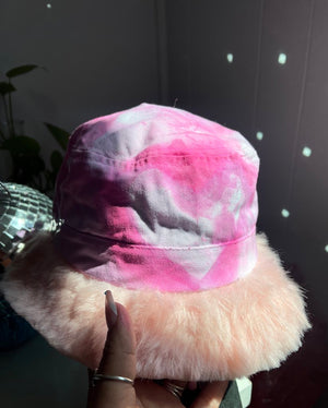 Pink Faux Fur Bucket Hat